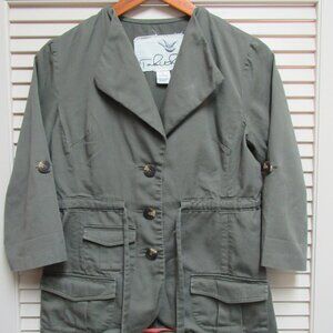 Tabitha Women’s Olive Green Utility Jacket Size 4 Cotton Safari Military Style